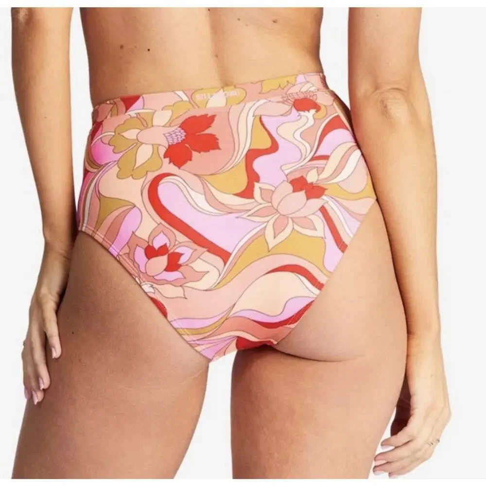 NWT BILLABONG Aruba Groovy Hi Swim Bikini Bottom High Rise Cheeky Small - Picture 4 of 5